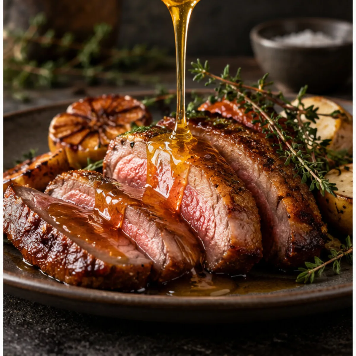 Roasted meat with Smoke